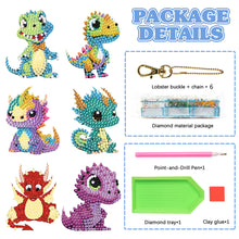 Load image into Gallery viewer, Diamond Dragon Painting Keychain Kits Double Sided 5PCS Cute Dinosaur Key Chains