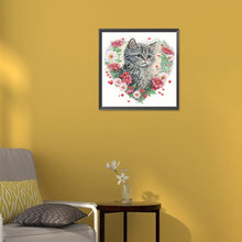 Load image into Gallery viewer, Diamond Painting - Partial Special Shaped - love flower frame cat (30*30CM)