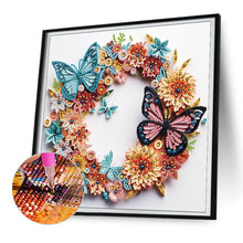 Load image into Gallery viewer, Diamond Painting - Partial Special Shaped - Butterfly wreath paper painting (30*30CM)