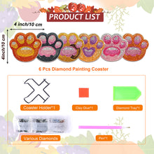 Load image into Gallery viewer, 10PCS Diamond Painting Coasters Kit with Holder DIY Animals Paw Diamonds Coaster