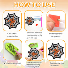 Load image into Gallery viewer, 10PCS Diamond Painting Coasters Kit with Holder DIY Animals Paw Diamonds Coaster