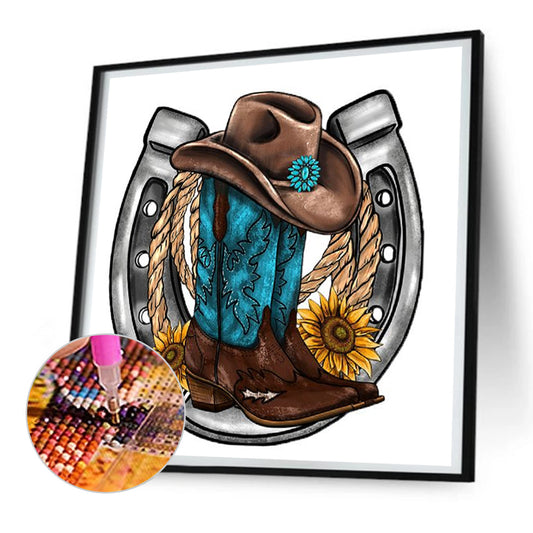 Diamond Painting - Full Round - western cowboy boot hat (30*30CM)