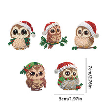 Load image into Gallery viewer, 5PCS Diamond DIY Gem Keychain Owl Shaped Double Sided Diamond Full Drill Keyring