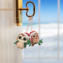 Load image into Gallery viewer, 5PCS Diamond DIY Gem Keychain Owl Shaped Double Sided Diamond Full Drill Keyring