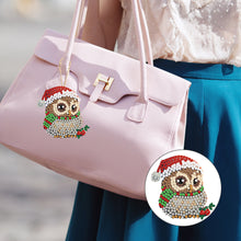 Load image into Gallery viewer, 5PCS Diamond DIY Gem Keychain Owl Shaped Double Sided Diamond Full Drill Keyring