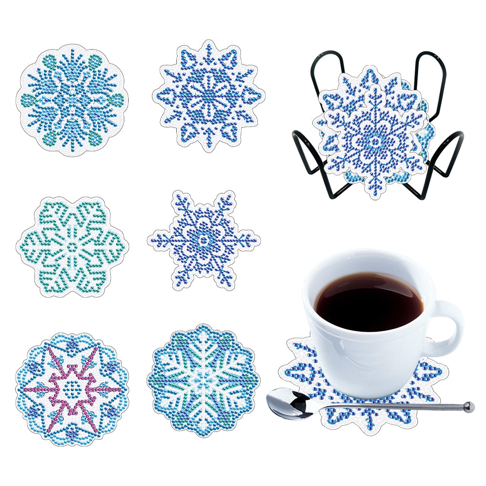 6PCS Acrylic Diamond Art Coasters with Holder Diamond Crafts Coasters Christmas