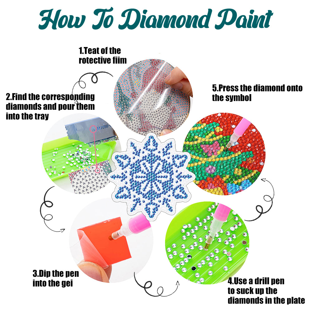 6PCS Acrylic Diamond Art Coasters with Holder Diamond Crafts Coasters Christmas