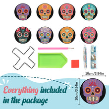 Load image into Gallery viewer, Skull Shaped Diamond Painting Coasters Kits Acrylic 8PCS Diamond Crafts Coasters