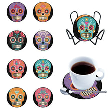 Load image into Gallery viewer, Skull Shaped Diamond Painting Coasters Kits Acrylic 8PCS Diamond Crafts Coasters