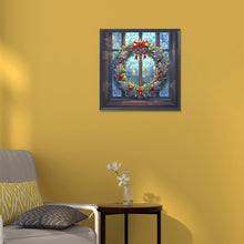 Load image into Gallery viewer, Diamond Painting - Full Round - Christmas holiday wreath glass art (30*30CM)