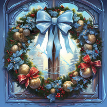 Load image into Gallery viewer, Diamond Painting - Full Round - Christmas holiday wreath glass art (30*30CM)