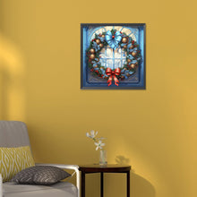 Load image into Gallery viewer, Diamond Painting - Full Round - Christmas holiday wreath glass art (30*30CM)