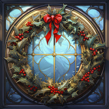 Load image into Gallery viewer, Diamond Painting - Full Round - Christmas holiday wreath glass art (30*30CM)