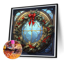 Load image into Gallery viewer, Diamond Painting - Full Round - Christmas holiday wreath glass art (30*30CM)