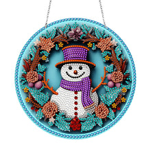 Load image into Gallery viewer, DIY Crystal Diamond Pendant Single-sided 5D Round for Home Garden (Snowman)