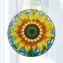 Load image into Gallery viewer, DIY Crystal Diamond Pendant Single-sided 5D Round for Home Garden (Sunflower)