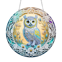 Load image into Gallery viewer, DIY Crystal Diamond Pendant Single-sided 5D Round for Home Garden (Owl)