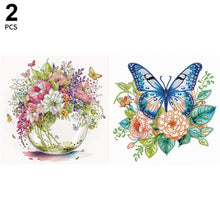 Load image into Gallery viewer, 2pcs Diamond Painting Set - Aquarius Flowers and Butterflies (30*30CM)