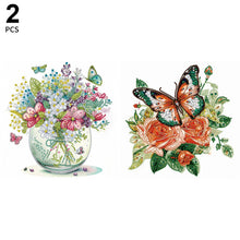 Load image into Gallery viewer, 2pcs Diamond Painting Set - Aquarius Flowers and Butterflies (30*30CM)