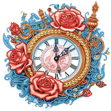 Load image into Gallery viewer, Diamond Painting - Partial Special Shaped - Clock and blue vine roses (30*30CM)