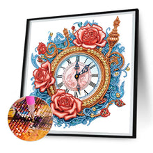 Load image into Gallery viewer, Diamond Painting - Partial Special Shaped - Clock and blue vine roses (30*30CM)