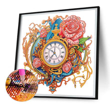 Load image into Gallery viewer, Diamond Painting - Partial Special Shaped - clocks and flowers (30*30CM)