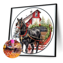 Load image into Gallery viewer, Diamond Painting - Full Round - Round Card Christmas Carriage (30*30CM)
