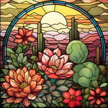 Load image into Gallery viewer, Diamond Painting - Full Round - cactus flower glass art (30*30CM)