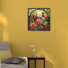 Load image into Gallery viewer, Diamond Painting - Full Round - cactus flower glass art (30*30CM)