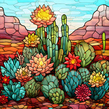 Load image into Gallery viewer, Diamond Painting - Full Round - cactus flower glass art (30*30CM)