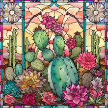 Load image into Gallery viewer, Diamond Painting - Full Round - cactus flower glass art (30*30CM)