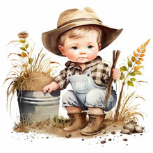 Load image into Gallery viewer, Diamond Painting - Full Round - Farm Cowboy Kids (30*30CM)