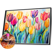 Load image into Gallery viewer, Diamond Painting - Full Round - glass art tulip field (60*40CM)