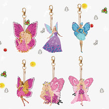 Load image into Gallery viewer, 6PCS Diamond Keychains Pendant Butterfly Girl Double Sided Diamond Art Keychains