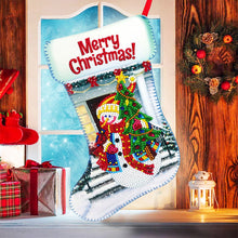 Load image into Gallery viewer, Christmas Rhinestone Painting Fireplace Stocking Diamond Art Candy Bag (26x16cm)