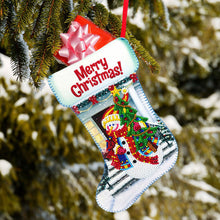 Load image into Gallery viewer, Christmas Rhinestone Painting Fireplace Stocking Diamond Art Candy Bag (26x16cm)