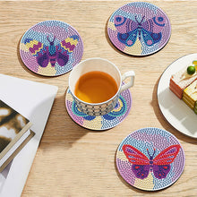 Load image into Gallery viewer, 8PCS Diamond Painting Art Coaster Kits Vivid Butterfly with Holder Special Shape