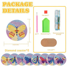 Load image into Gallery viewer, 8PCS Diamond Painting Art Coaster Kits Vivid Butterfly with Holder Special Shape