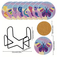 Load image into Gallery viewer, 8PCS Diamond Painting Art Coaster Kits Vivid Butterfly with Holder Special Shape