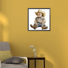 Load image into Gallery viewer, Diamond Painting - Full Round - cowboy kid (30*30CM)