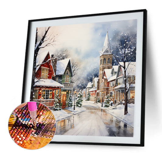 Diamond Painting - Full Round - winter snow street (40*40CM)