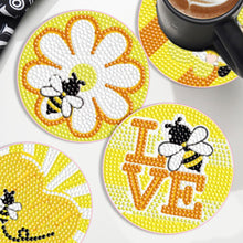 Load image into Gallery viewer, Wooden Diamond Crafts Coasters Bee Gnome with Holder Doughnut 6/8PCS Sweet Fruit