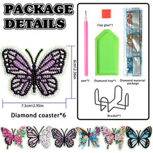 Load image into Gallery viewer, Wooden Diamond Crafts Coasters Bee Gnome with Holder Doughnut 6/8PCS Sweet Fruit