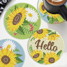 Load image into Gallery viewer, Wooden Diamond Crafts Coasters Bee Gnome with Holder Doughnut 6/8PCS Sweet Fruit