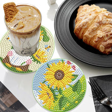 Load image into Gallery viewer, Wooden Diamond Crafts Coasters Bee Gnome with Holder Doughnut 6/8PCS Sweet Fruit