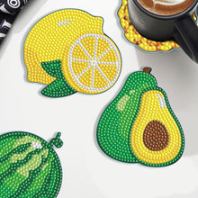 Load image into Gallery viewer, Wooden Diamond Crafts Coasters Bee Gnome with Holder Doughnut 6/8PCS Sweet Fruit