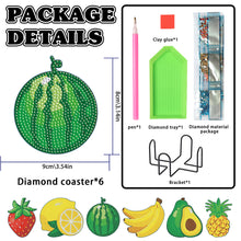 Load image into Gallery viewer, Wooden Diamond Crafts Coasters Bee Gnome with Holder Doughnut 6/8PCS Sweet Fruit