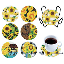 Load image into Gallery viewer, Wooden Diamond Crafts Coasters Bee Gnome with Holder Doughnut 6/8PCS Sweet Fruit