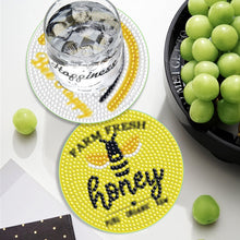 Load image into Gallery viewer, Wooden Diamond Crafts Coasters Bee Gnome with Holder Doughnut 6/8PCS Sweet Fruit