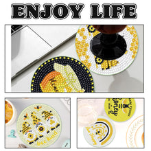 Load image into Gallery viewer, Wooden Diamond Crafts Coasters Bee Gnome with Holder Doughnut 6/8PCS Sweet Fruit